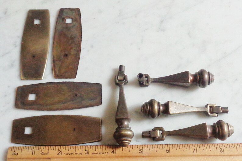 3 Inch Tear Drop Bail Knocker Drawer Pulls W Back Plates #7642 Vintage ...