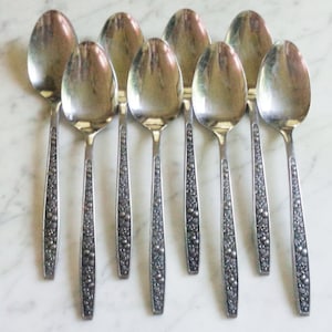 Pageant Harvest Stainless Steel Japan 7 3/8 inch set of 8 Table Soup Spoons