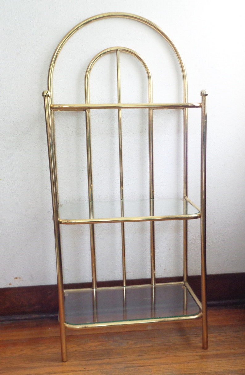 Etagere Shelving Unit 3 Tier Glass Shelf Plant Stand 46x20x12 Etsy