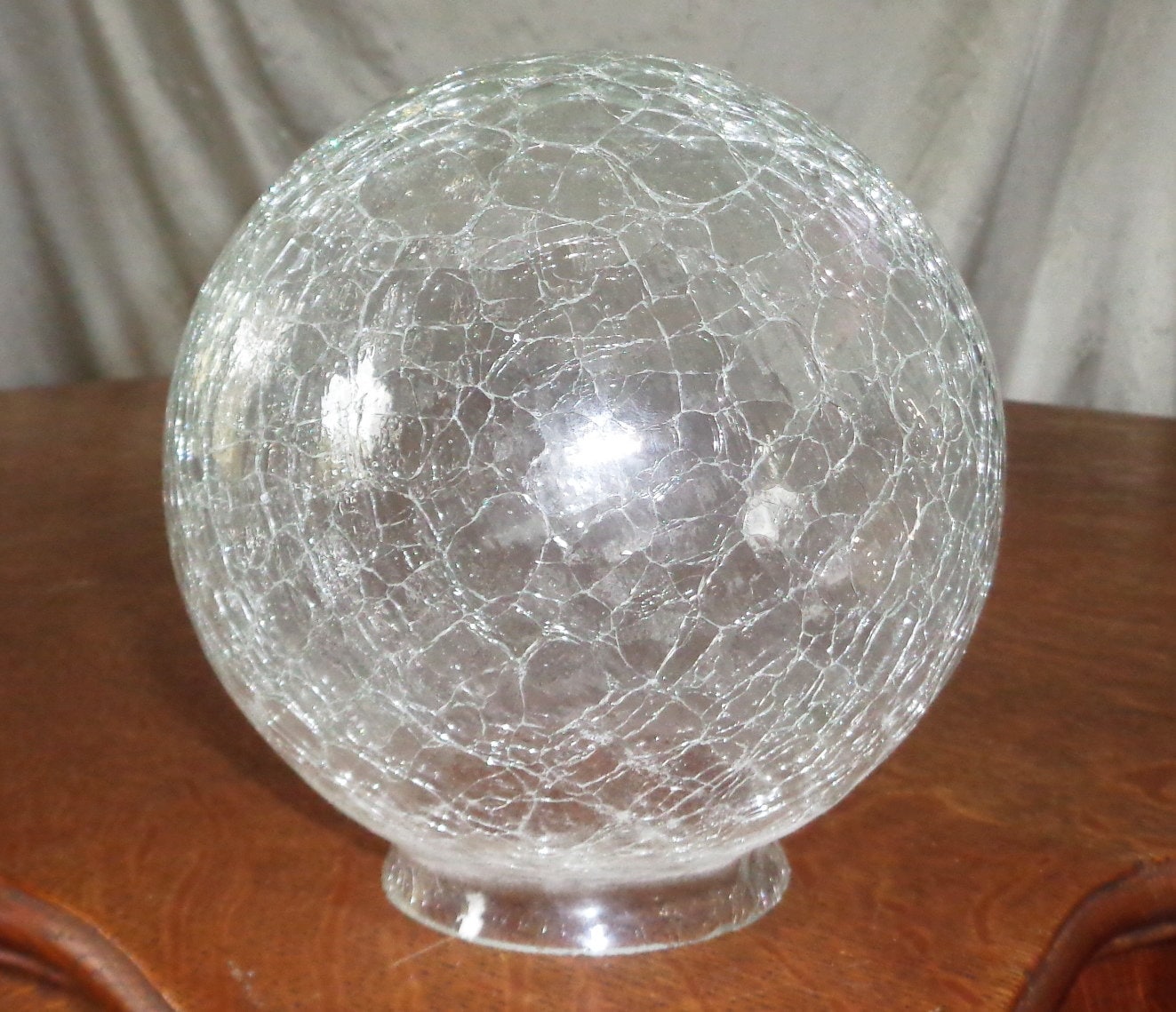 Vintage Mid Century 6 Inch Crackle Glass Orb Ball Globe