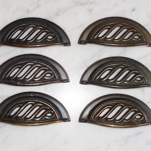 Sash Lift Desk Window Bin Cup Drawer Pulls Handles, Set of 6 Vintage 4 1/4 inch