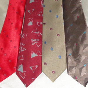 Gian Paolo Italia Silk & Polyester 4 Vintage Mens Neck Tie's 1980s Red Brown Tones image 4