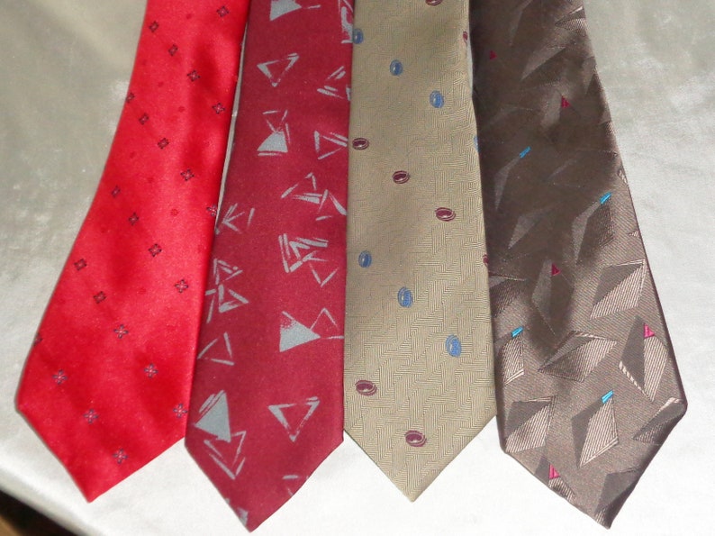 Gian Paolo Italia Silk & Polyester 4 Vintage Mens Neck Tie's 1980s Red Brown Tones image 4