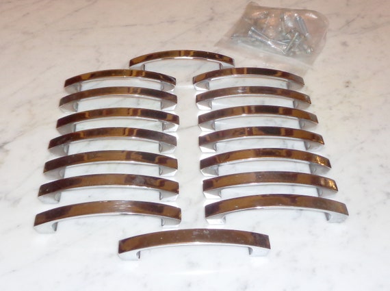 Stanley Chrome Bar Cabinet Door Drawer Pulls W Mounting Screws Etsy