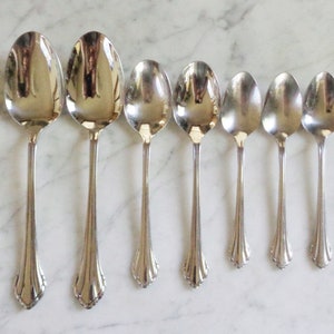 Clarette Oneida Community Stainless 2 Serving Spoons, 2 Oval Soup Spoon & 3 Teaspoons