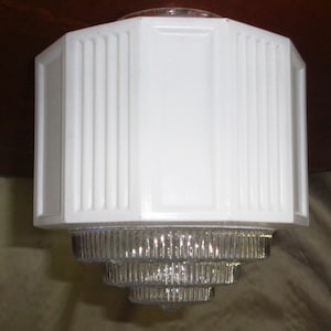 Art-deco deksel verlichtingsarmatuur wolkenkrabber: MCM-glas, 8 x 8,5 inch