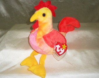Ty Beanie Babies Baby 1996 Strut Rooster Birthday March 8 1996