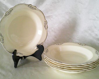 Juego de 6 cuencos de plata platino de 8 1/4" de Virginia Rose Homer Laughlin Patrician