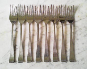 8 New Charm International Lyon 18-8 Salad Dessert Forks (7 1/8 inch)