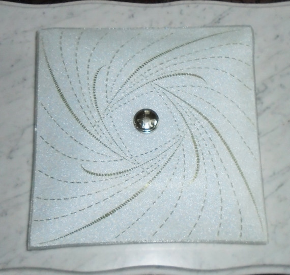 Light fixture Amber Accent Spiral Light fixture Cover on 3 Bulb Electric Ceiling plate, Vintage Mid Century Mod 14in