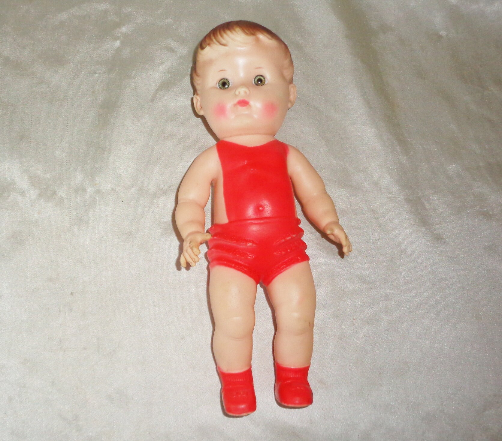【中古美品】ランドリー BOY&GIRL 10thソフビ /LITTLE BOY 10 Inch Sun Rubber Co 1956 Boy Girl Doll in Red, Vintage Non