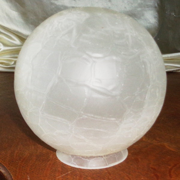 6 inch Frosted Crackle Glass Orb Ball Globe Replacement Shade, Vintage Mid Century~ 2 available