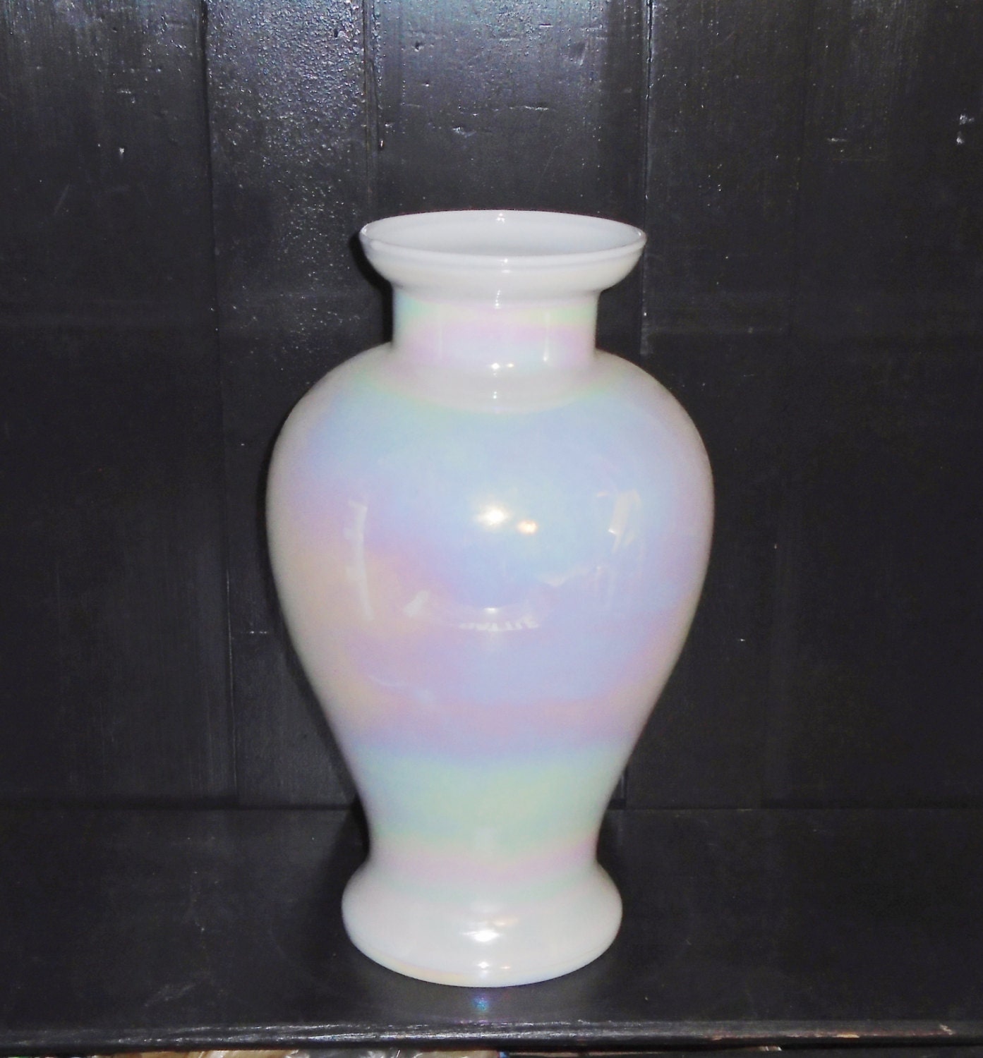 Large Cambridge Hand Blown Iridescent Opalescent Glass Vase 13 Etsy