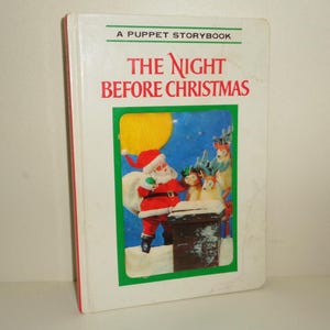 Libro de cuentos de marionetas con cubierta de cartón 3D "La noche antes de Navidad" 1969 Grosset & Dunlap #0767