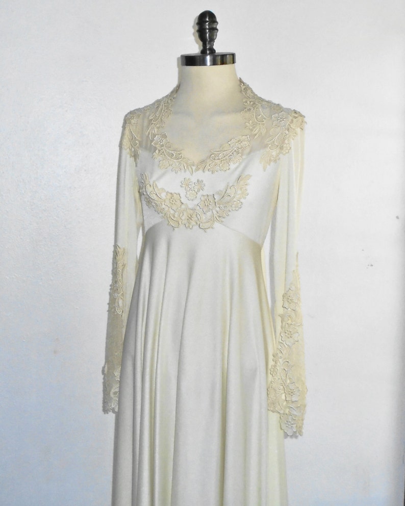 Wedding Dress 1970s Full Length off White W Lace Trim - Etsy