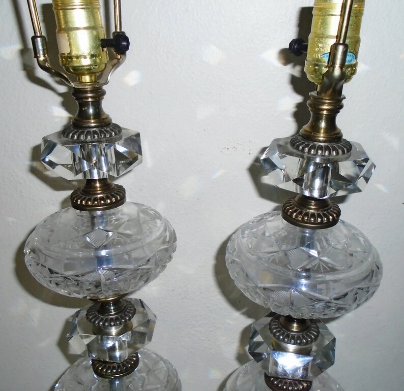 Bohemian Lead Crystal Czechoslovakia Table Lamps Set of 2 RARE Etsy