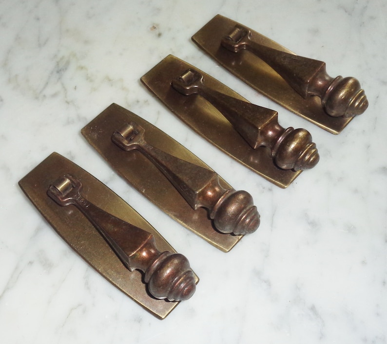 3 Inch Tear Drop Bail Knocker Drawer Pulls W Back Plates #7642 Vintage ...