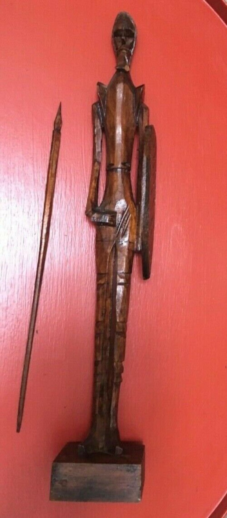 Pair of Don Quixote Hand Carved Tall Wood Statue with nice Etsy