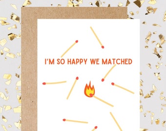 anniversary card, we met online dating card, tinder, hinge, bumble, dating app, so happy we matched