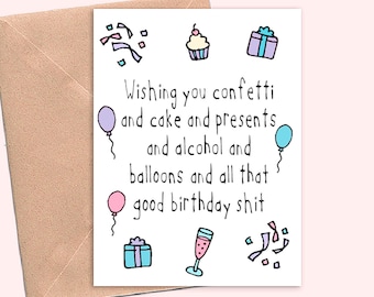 gift for her funny birthday card, best friend birthday card, wishing you good birthday shit