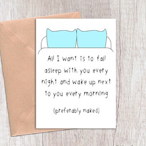 dirty card for boyfriend or girlfriend, anniversary love card for husband or wife. preferably naked image 1