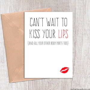 long distance love card - miss you card for boyfriend - girlfriend - wife or husband. Cant wait to kiss your lips.