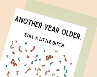 brother sister birthday card, funny birthday card, sister birthday card. Birthday card for sibling - little bitch