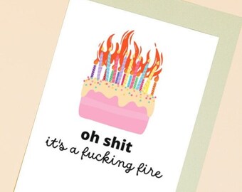 funny adult birthday card, mature birthday cards, best friend birthday card, getting old birthday card, candles on fire