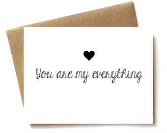 love card for boyfriend, girlfriend, husband, wife. birthday or anniversary, you are my everything