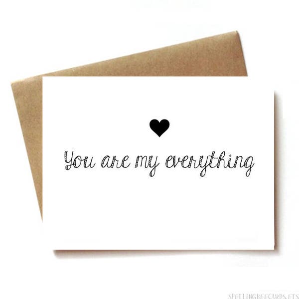 love card for boyfriend, girlfriend, husband, wife. birthday or anniversary, you are my everything