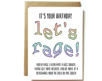 funny birthday cards, introvert birthday card, Best Friend Birthday Card, Let's Rage