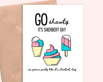 funny birthday cards, birthday card for friend or sister, Go Shawty It's Sherbert Day
