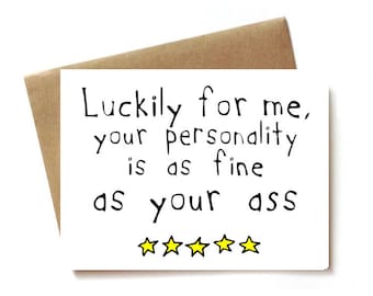 Dirty card, Funny Love Card, Funny Anniversary Card,  Card for Boyfriend, Girlfriend Card - Nice Ass