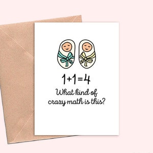 twins congratulations card, funny baby shower card for mom expecting twins, card for new baby twins image 1