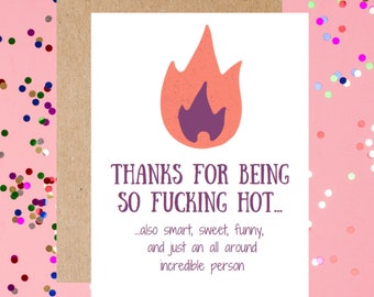 Sexy Sincere Valentine's Day card for wife, husband, boyfriend girlfriend. Thank you for being so hot