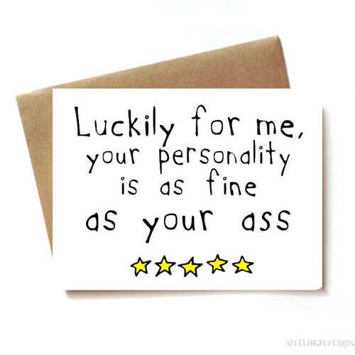 Dirty card, Funny Love Card, Funny Anniversary Card,  Card for Boyfriend, Girlfriend Card - Nice Ass