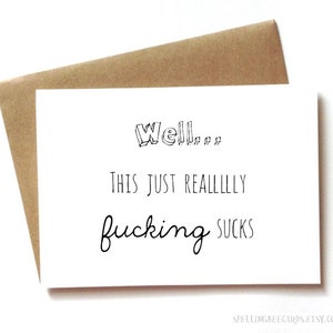 sympathy card - funny get well soon card - cancer card - humor sympathy card - this sucks card