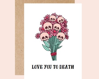 friend valentine card, galentine card, friendship card, palentine card, cute valentine skulls and flowers