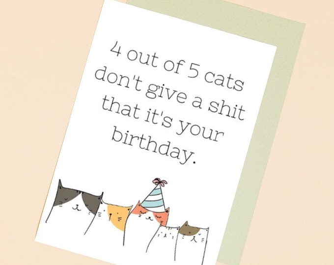40th Birthday Card, Printable Birthday Card, Funny Cat Birthday Card ...