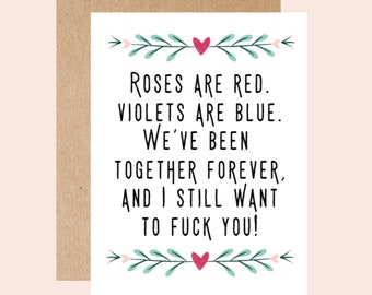 Husband Wife anniversary love card, sexy funny Valentine card for boyfriend, girlfriend, long term relationship