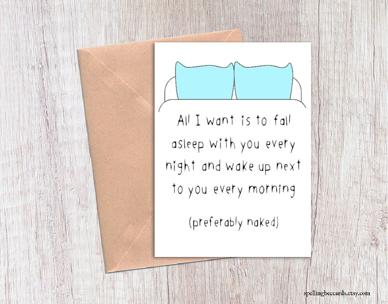 dirty card for boyfriend or girlfriend, anniversary love card for husband or wife. preferably naked image 1