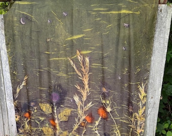 Botanical printed Silk Eco print