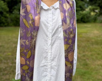 Botanical printed Silk Scarf Eco Print