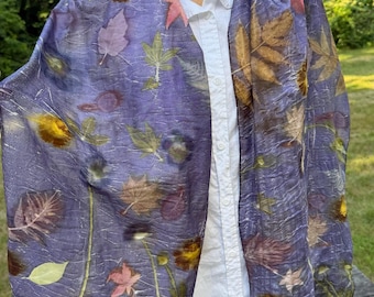 Botanical printed Silk Scarf Eco print