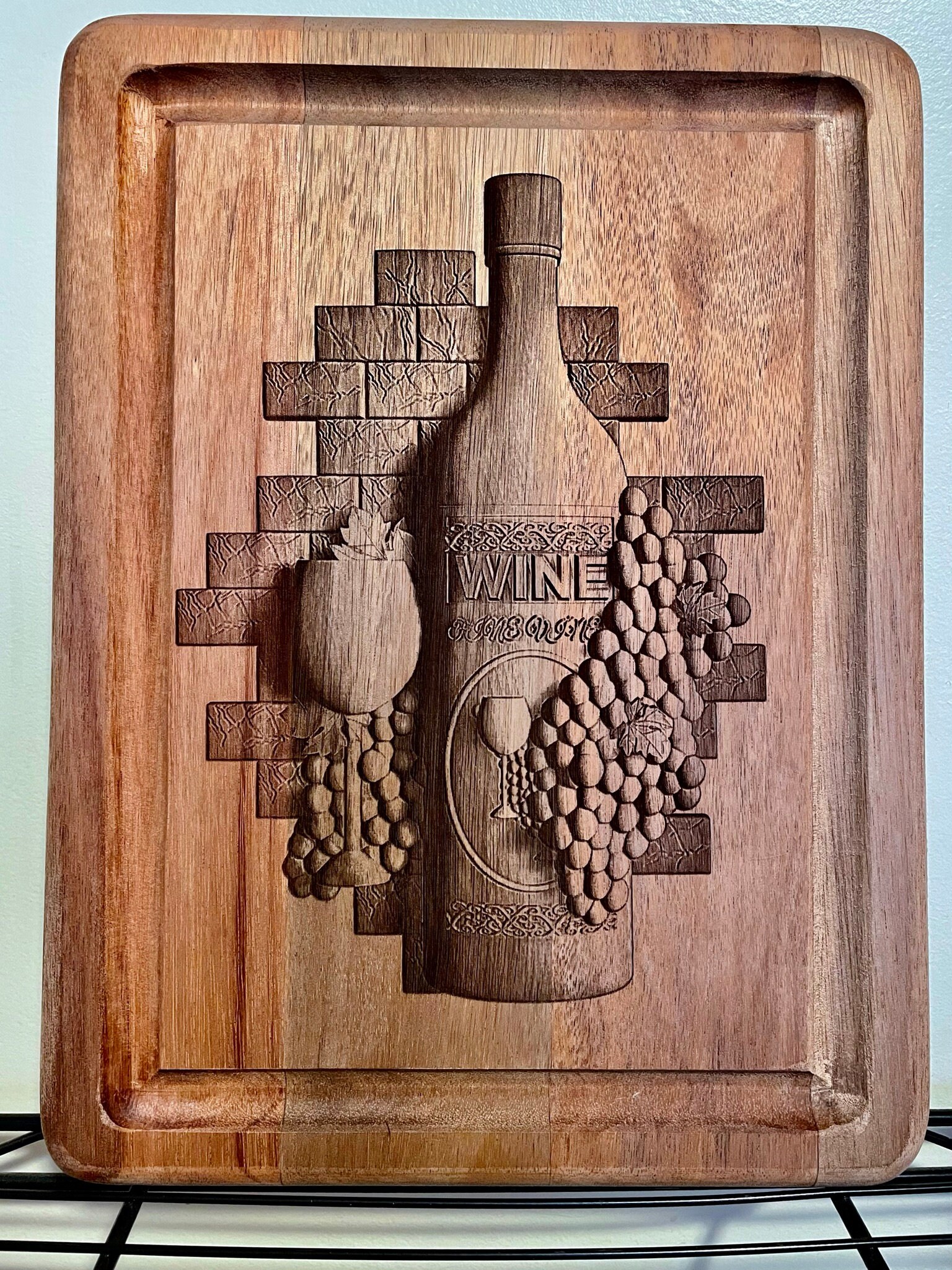 Wine bottle engraved cutting board Etsy