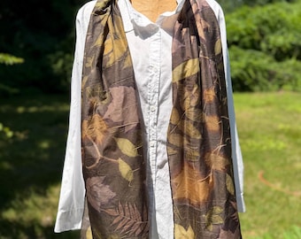Botanical printed Silk Scarf Eco Print