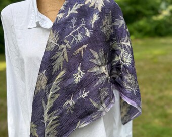 Botanical printed Silk scarf Eco Print