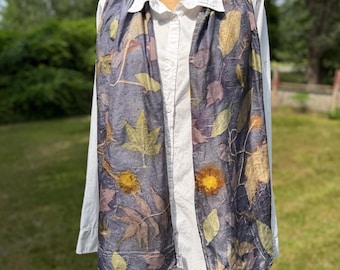 Botanical printed Silk Scarf Eco print
