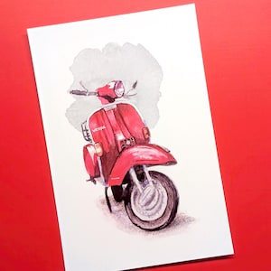 Cartões postais de transporte vintage, 4x6". Postal Postcrossing, Vespa, Buick, Dodge