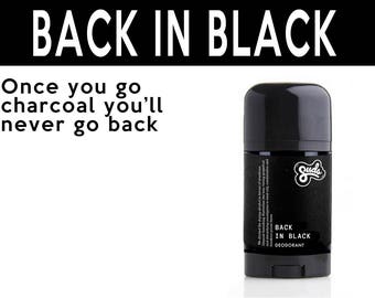 Back In Black Deodorant. Fair Trade Organic Vegan Cruelty-Free Cosmetics. 5% of Proceeds Proudly Go To Grassroots Charities